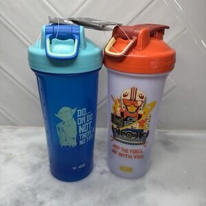 Star Wars Blender Bottle 28oz LOT Set Of 2- Brand New. Yoda Rebel Pilot